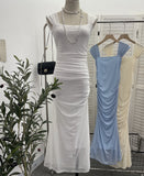 Real Shoot ñÞÖåÍø ¶ÖåÍø Side-Shoulder Vest Dress With Hip Slimming Long Dress With Inner Lining 8831