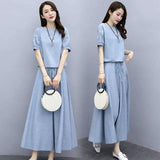 Cotton Dress Two Sets Of 2025 Summer Dress New Women's Belly Thin Dress Short Sleeve Dress Dress
