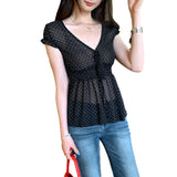Ultra-Fire Age Reduction Black High-Waist Wave Point V Tie With Short-Sleeved T-Shirt For Women's Summer 2026 New High-End Small-Funded Top
