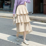 2025 New Cake Skirt Irregular Skirt Spring And Autumn High Waist Long Thin 100 Folded Skirt