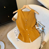 Little Xiangfeng V-Neck Knitted Sleeveless Vest Women's Autumn High-End Horse Clip Cardigan Small Back Hollow Top