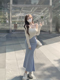 The Royal Sister Style Wears Sexy Sling Dress Women's Dress Autumn Bodydressed Little Mother Dress With A Long Ass Two Sets