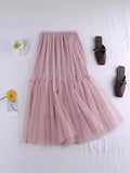Net Dress 2025 Autumn And Winter New Net Color Bottom Skirt Small Fresh Long Skirt Small Fairy Dress