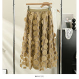Heavy Industry Three-Dimensional Flower Mesh Yarn A-Word Half-Dress Women Autumn 2025 New Design Sense High-Rise Thin Fairy Skirt