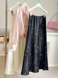New Chinese Chinese Styled Fascination Crate Acetic Dress Girl Retro High-Rise Thin A Word Butterfly Flower Hanging Fishtail Skirt
