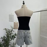 Real Shot Curvy With Chest Cushions Anti-Slip Bar Hottie Wearing Bra Vest Short Loose Tight Top 8151
