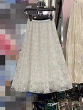 Slid Dress Autumn/Winter 2025 Autumn And Winter New French Sweet Lace Flower Yarn Skirt In The Long Swum Half-Dressed Skirt