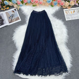 Lace A-Word Skirt Female Long-Skinny High-Rise Thin Elegant Dress In The Long Dress Multi-Colored