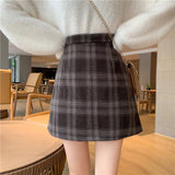 Hairy Lattice Skirt Women's Dress 2025 Spring And Autumn Winter New High-Waist Retro A-Character Skirt With A Short Skirt