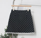 Han's Sweet Commuter Wave Half Dress Woman High Waist Thin Splicing Lace Side A Word Short Skirt 6882