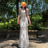 White Lace Sling Dress Women's Summer 2026 New French Temperament High-End Feel-A-Suited Ass Long Dress