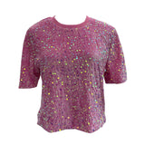 Pink Sequin Short Sleeve T-Shirt 2025 Spring And Summer Korean Version Of Loose Night Club Bling Top 9088