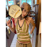 Deep V-Neck Striped Sling Vest Women's New Summer Slimmed Hottie Sleeveless Inside And Waist Top