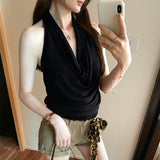 Lyselle Tiansi French Temperament Collar Sleeveless Hanging Neck Sling Vest Women 2025 New Chic Top