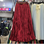 Myoism Folded Half-Dress Woman 2025 Spring And Summer New Big Swing Long Dress Simple Lazy Feeling 100 Folds Skirt