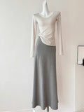 2025 Summer Summer Modal Dress Women Feel Loose Soft Casual Simple Gray Hip Long Skirt