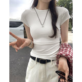 Korean Design Feel Super Good-Looking Shoulder Short-Sleeved T-Shirt Women's Summer 2025 New Slim Sweet Spicy Short Top