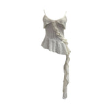 Spice Girls Irregular Slings Sherse Women's New Sexy Leaf Leaf Blitting Short Blouse 9211