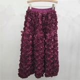 2025 New Three-Dimensional Flower Skirt Women High-Rise Thin And Fluffy Skirt In The Long Fairy Big Swing A Skirt