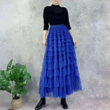 Lotus-Leaf Yarn Skirt Fairy Dress Girl 2025 Summer Slim Dress High-Waist A-Shaped Mesh Cake Skirt