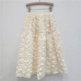 2025 New Three-Dimensional Flower Skirt Women High-Rise Thin And Fluffy Skirt In The Long Fairy Big Swing A Skirt