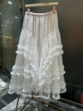 Heavy Industry Lace Splicing Mesh Dress Dress Women 2025 New A-Shaped Yarn Dress Sweet Princess Ponpong Cake Dress