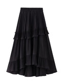 Half-Dress Woman Autumn A Word 100-Fold Skirt 2025 New Front Short And Rear Long Lotus Leaf Side Irregular Cake Skirt Spring And Summer