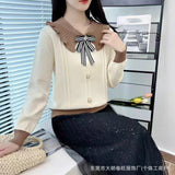 Korean Version Of Autumn And Winter New Doll Collar Soft-Creating Sweater Slim Thin Knitted Bottom Shirt Women's Yang Knitted Tops