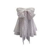Sleeveless Shoulder-Out Braided Waistcoat Wave Chiffon With Bow Hanging Neck Sleeveless Short Top 6180
