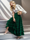 2025 Summer Explosion Fashion Mesh Cake Half-Dressed Dress Woman