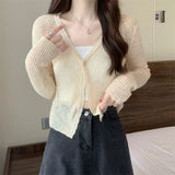 Ultra-Thin Sunscreen Knitted Small Cardigan Thin Women's Sling Skirt Burqa Spring And Autumn Ice Silk Air-Conditioning Shirt Short Coat