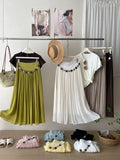 French Retro-Screative Ice Silk Cotton 100-Folded Dress Woman Sha Bohemia Beach Holiday Style A Skirt