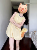 Small Yellow Sleeveless Vest Dress Women's Summer 2025 New Seaside Vacation Pony Floral Skirt