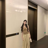 Swinging Neck-Laught Back 2025 Sling Vest Women's Summer Wears A Short High-End Design Sleeveless Top
