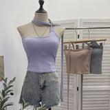 Real Shot With Chest Cushion Lattice Irregular Hanging Neck Sling Vest Female Boaaaaaaaaaaaaaaaaaaaaaaaaaaaaaaaaaaaaaaaaaa
