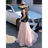 Purple Yarn Yarn Skirt Half Dress Girl Summer High Waist Big Folding A Word Dress Pendant Long Skirt