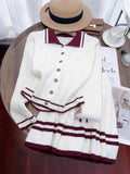 2025 Autumn And Winter New Japan And South Korea Embroidery College Wind Polo Lead Long Sleeve Knitted 100-Fold Skirt Two Sets Of Early Autumn