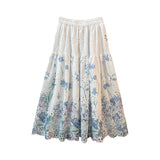 Sweet Little Fresh Flower Embroidery Hollow Skirt Girl Spring 2026 Tight High Waist Thin A Word Big Swing Umbrella Skirt